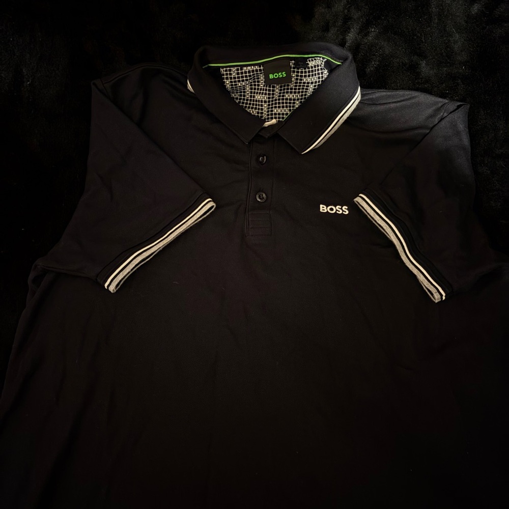 Boss Dark Polo Shirt with White Accents